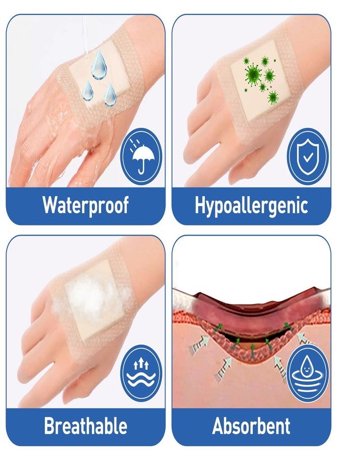AZEN 12 Pack Silicone Foam Dressing, 3.2" X 4" Waterproof Silicone Bandages with Border Adhesive, Large Bandages for Wounds, Self Adhesive Wound Care and Dressings - Image 5